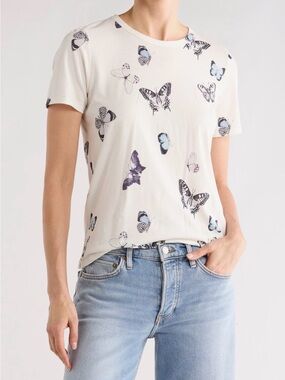 Rag & Bone Women's Butterfly Print Tee - White / Blue